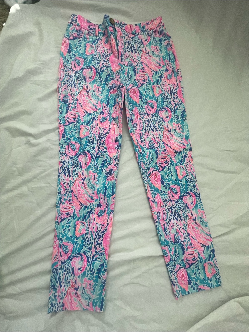 Lilly Pulitzer Kelly Skinny Ankle Pants Size 6 Bay Blue Into The Deep
